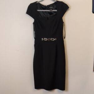 White House Black Market Elegant Black Cap Sleeve Dress Size 4